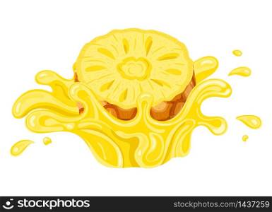 Fresh pineapple yellow juice splash burst isolated on white background. Summer fruit juice. Vector illustration for any design. Fresh pineapple yellow juice splash burst isolated on white background. Summer fruit juice. Vector illustration for any design.