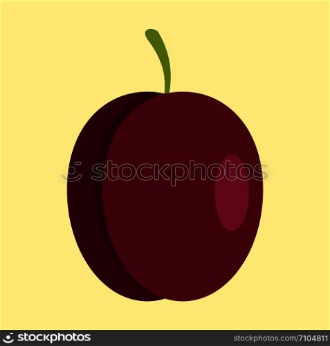 Fresh plum icon. Flat illustration of fresh plum vector icon for web design. Fresh plum icon, flat style