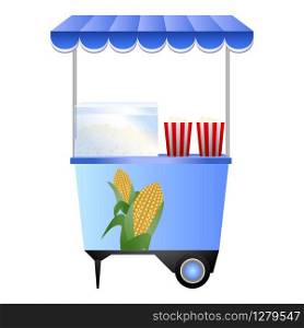 Fresh popcorn kiosk icon. Cartoon of fresh popcorn kiosk vector icon for web design isolated on white background. Fresh popcorn kiosk icon, cartoon style