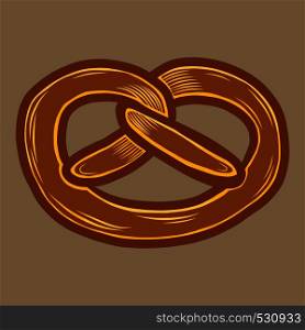 Fresh pretzel icon. Hand drawn illustration of fresh pretzel vector icon for web design. Fresh pretzel icon, hand drawn style