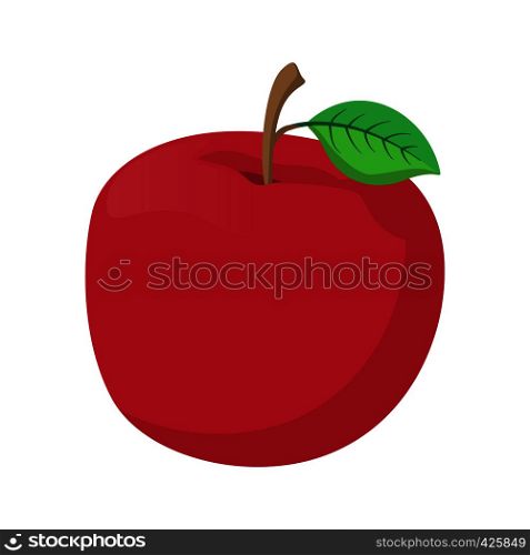 Fresh red apple cartoon icon on a white background. Fresh red apple cartoon icon