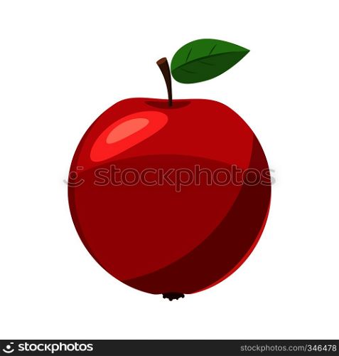 Fresh red apple icon in cartoon style on a white background. Fresh red apple icon, cartoon style