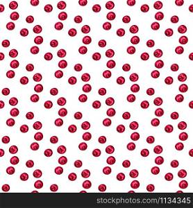 Fresh red cranberry on the white background vector seamless pattern