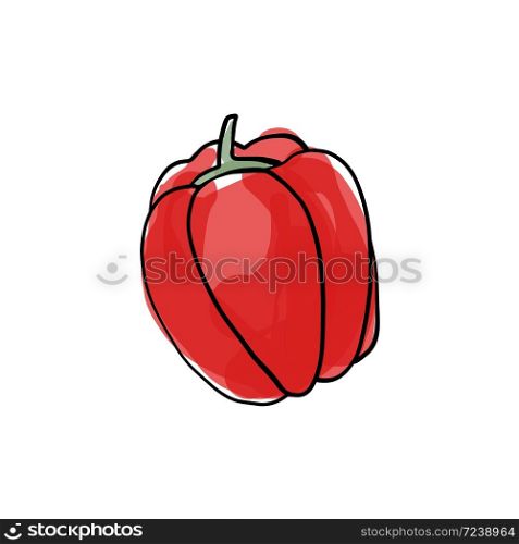 Fresh red pepper vegetable isolated icon. pepper for farm market, vegetarian salad recipe design. vector illustration in flat style.. Fresh red pepper vegetable isolated icon. pepper for farm market, vegetarian salad recipe design. vector illustration in flat style