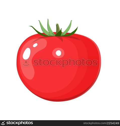 Fresh red tomato vegetable isolated icon. tomato for farm market, vegetarian salad recipe design. Organic food. vector illustration in flat style. Fresh red tomato