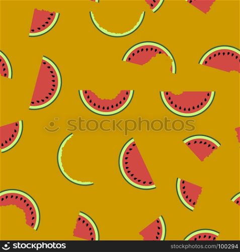 Fresh Slaced Ripe Watermelon on Orange Background. Fresh Slaced Ripe Watermelon