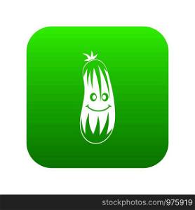 Fresh smiling cucumber icon digital green for any design isolated on white vector illustration. Fresh smiling cucumber icon digital green
