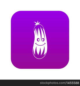 Fresh smiling cucumber icon digital purple for any design isolated on white vector illustration. Fresh smiling cucumber icon digital purple