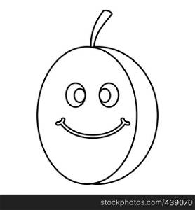Fresh smiling plum icon in outline style isolated vector illustration. Fresh smiling plum icon outline