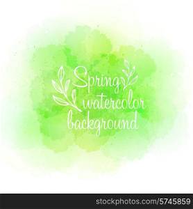 Fresh spring green watercolor background. Vector illustration EPS10