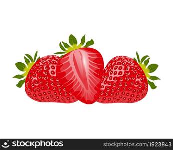 Fresh strawberries. Sweet food. Strawberry close-up on a white background. Vector illustration.. Strawberry close-up on a white background.