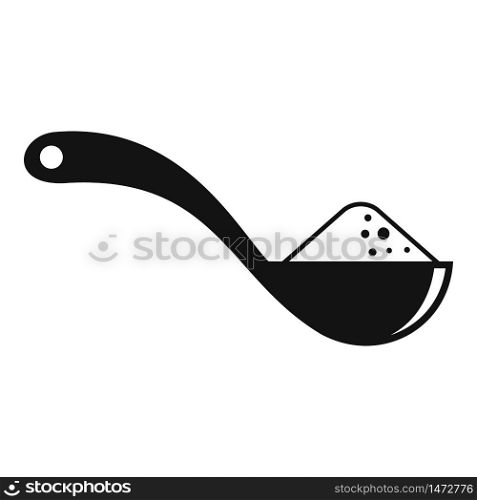 Fresh sugar in spoon icon. Simple illustration of fresh sugar in spoon vector icon for web design isolated on white background. Fresh sugar in spoon icon, simple style