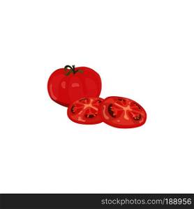 Fresh tomatoes on white background. Top view Vector illustration