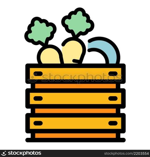 Fresh vegetable box icon. Outline fresh vegetable box vector icon color flat isolated. Fresh vegetable box icon color outline vector