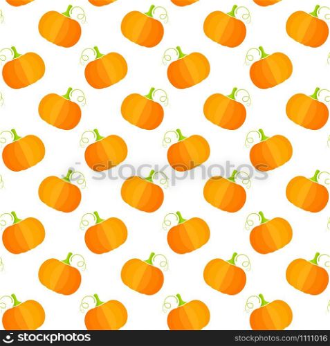 Fresh vegetable seamless pattern. Modern fashion texture background design with pumpkin or squash vegetables in orange and yellow colors. Cute vector illustration for wrapping paper, restaurant menu. Orange squash Fresh vegetable seamless pattern.