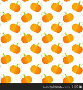 Fresh vegetable seamless pattern. Modern fashion texture background design with pumpkin or squash vegetables in orange and yellow colors. Cute vector illustration for wrapping paper, restaurant menu. Orange squash Fresh vegetable seamless pattern.