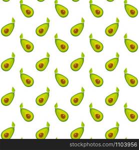 Fresh vegetable seamless pattern. Trendy food design background in modern green colors with avocado or alligator pear vegetables. Cute vector illustration for healthy diet decor or vintage wallpaper. Green avocado flat vegetable seamless pattern
