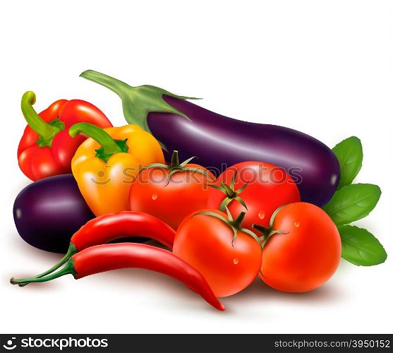 Fresh vegetable with leaves. Healthy Eating. Vector illustration