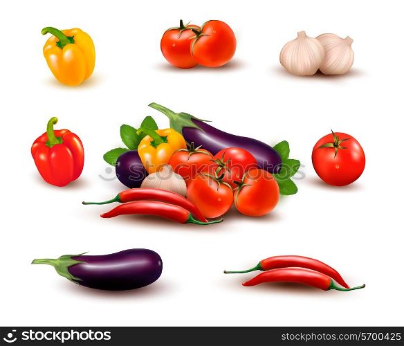 Fresh vegetable with leaves. Healthy Eating. Vector illustration