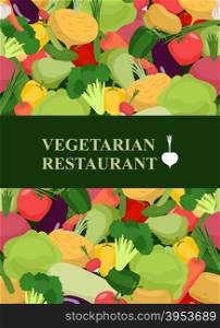 Fresh vegetables background. Concept design template to menu vegetarian restaurant and cafe . Vector illustration&#xA;