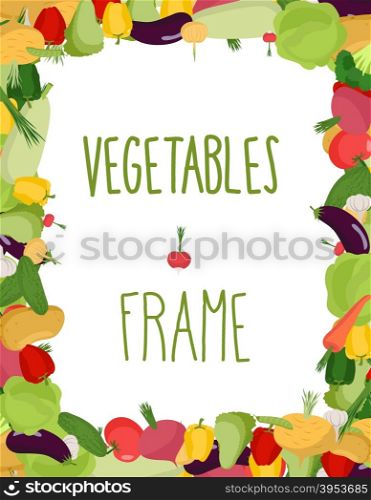 Fresh vegetables frame. Healthy food vector illustration&#xA;