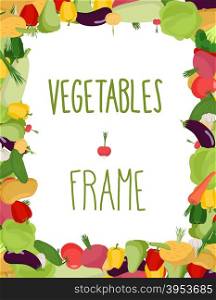 Fresh vegetables frame. Healthy food vector illustration&#xA;