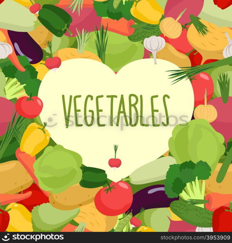 Fresh vegetables. Heart in vegetables. Vector illustration