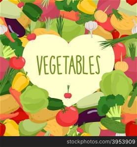 Fresh vegetables. Heart in vegetables. Vector illustration