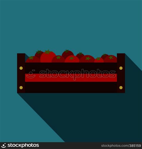 Fresh vegetables in a box icon. Flat illustration of fresh vegetables vector icon for web design. Fresh vegetables in a box icon, flat style