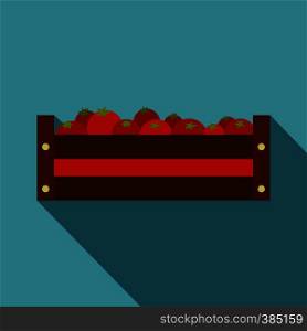 Fresh vegetables in a box icon. Flat illustration of fresh vegetables vector icon for web design. Fresh vegetables in a box icon, flat style