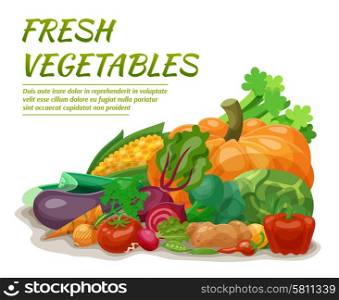 Fresh vegetables set with beet onion corn pepper vector illustration. Fresh Vegetables Illustration