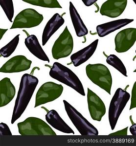 Fresh violet peppers seamless pattern. EPS 10 vector illustration with transparency.
