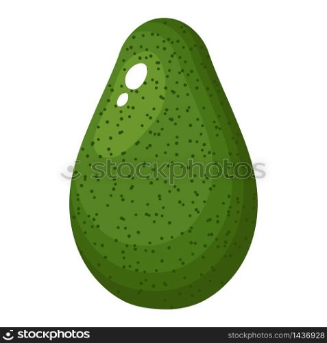 Fresh whole avocado with leaf isolated on white background. Summer fruits for healthy lifestyle. Organic fruit. Cartoon style. Vector illustration for any design.