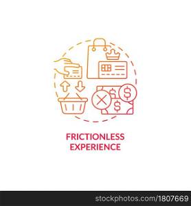 Frictionless experience red gradient concept icon. Customer experience abstract idea thin line illustration. Client easily interacting with brand. Vector isolated outline color drawing.. Frictionless experience red gradient concept icon