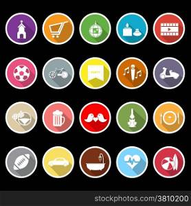 Friday and weekend flat icons with long shadow, stock vector