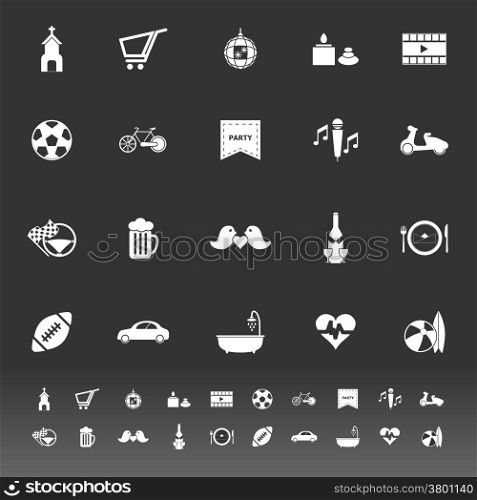 Friday and weekend icons on gray background, stock vector