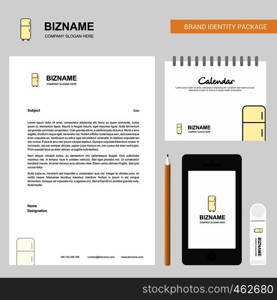 Fridge Business Letterhead, Calendar 2019 and Mobile app design vector template