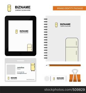 Fridge Business Logo, Tab App, Diary PVC Employee Card and USB Brand Stationary Package Design Vector Template
