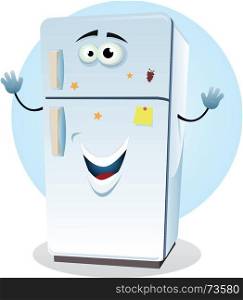 Fridge Character. Illustration of a cartoon happy fridge character welcoming