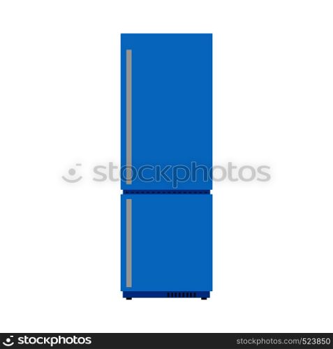 Fridge fresh domestic electric freeze furniture icebox. Refrigerator front view vector flat icon machine