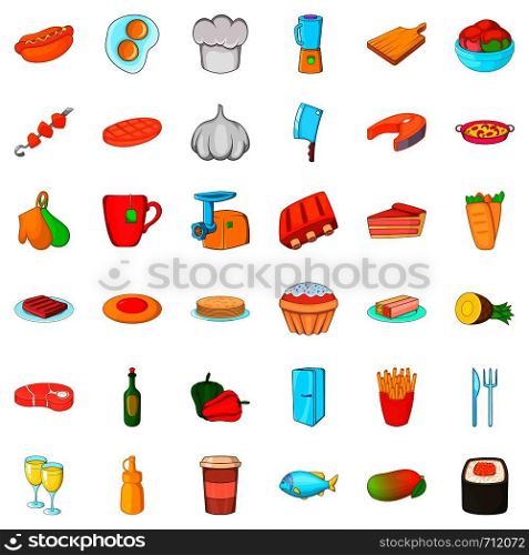 Fridge icons set. Cartoon style of 36 fridge vector icons for web isolated on white background. Fridge icons set, cartoon style
