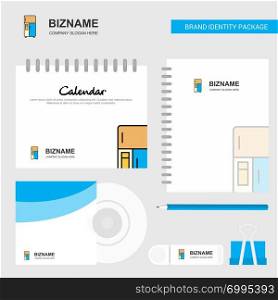 Fridge Logo, Calendar Template, CD Cover, Diary and USB Brand Stationary Package Design Vector Template