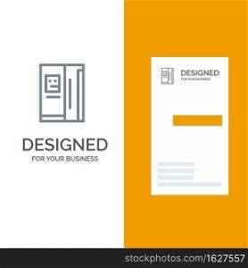 Fridge, Refrigerator, Cooling, Freezer Grey Logo Design and Business Card Template