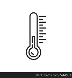 Fridge thermometer and temperature low down sign isolated outline icon. Vector cold, chilly weather forecast, climate and meteorology symbol. Frozen weather outside, frigid frosty air, hoarfrost. Thermometer in fridge low temperature outline sign
