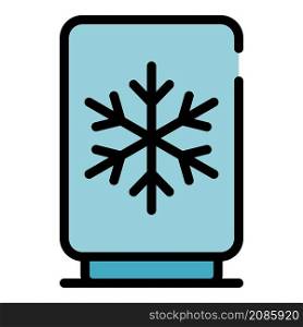 Fridge with snowflake icon. Outline fridge with snowflake vector icon color flat isolated. Fridge with snowflake icon color outline vector