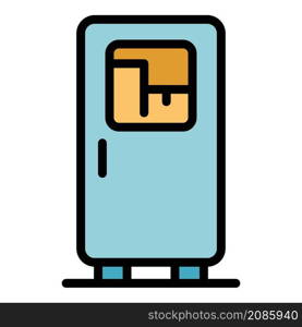 Fridge with window icon. Outline fridge with window vector icon color flat isolated. Fridge with window icon color outline vector