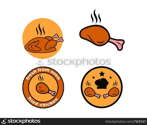 fried chicken icon logo illustration vector
