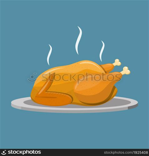 Fried chicken or turkey isolated. illustration in flat style. Fried chicken or turkey
