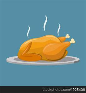 Fried chicken or turkey isolated. illustration in flat style. Fried chicken or turkey