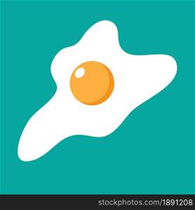 Fried egg food on blue background isolated icon. Vector illustration.